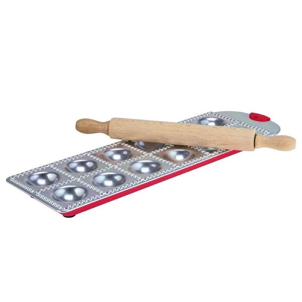 2pc Avanti Ravioli/Pasta Making Tray/Rolling Pin Kitchen Maker Mould/Mold Set SL