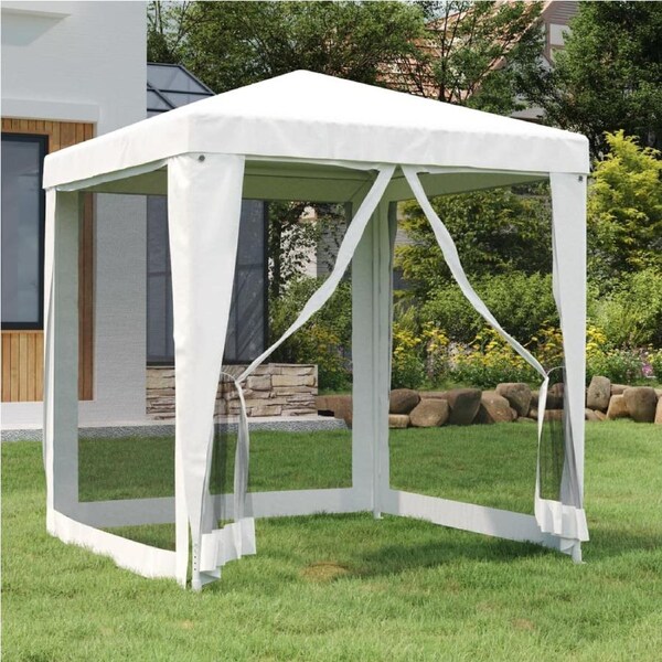 Party Tent with 4 Mesh Sidewalls 2x2 m White vidaXL