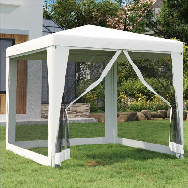 Party Tent with 4 Mesh Sidewalls 2.5x2.5 m White vidaXL