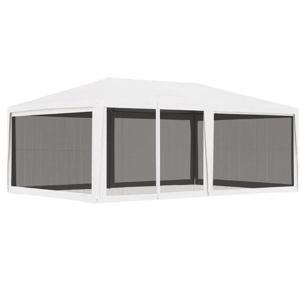Party Tent with 4 Mesh Sidewalls 4x6 m White vidaXL