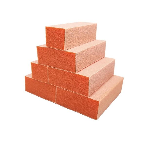 10 x Buffer 3 Way Sanding File Nail Art Buffing Block Orange White Grit 80/100