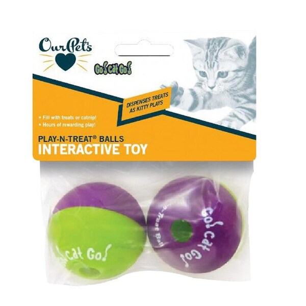Our Pets Go Cat Go Play-N-Treat Balls Interactive Cat Toy 6cm 2 Pack