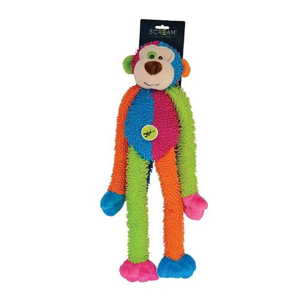Scream Crew Monkey Dog Squeaker Toy Loud Multicolour 43cm