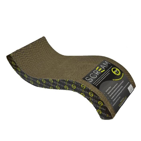 Scream S-Curve Cat Scratcher Loud Green/Black 55 x 23.5 x 12cm