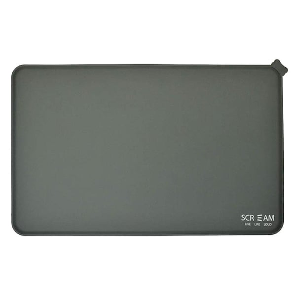 Scream Silicone Pet Food Mat for Dogs & Cats Grey 50 x 31cm