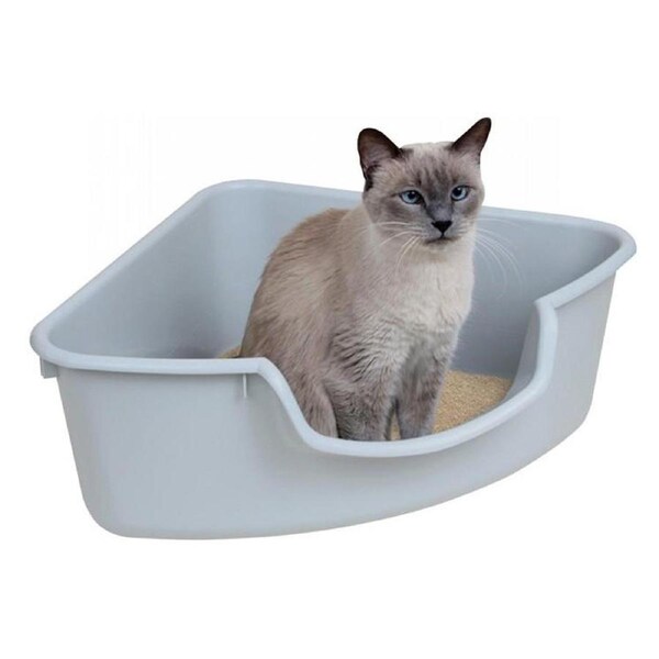 SmartCat Corner Cat Litter Box Grey 46 x 46 x 20cm