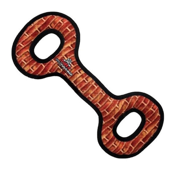 Tuffy Mega Tug-Oval Plush Dog Squeaker Toy Brick Print