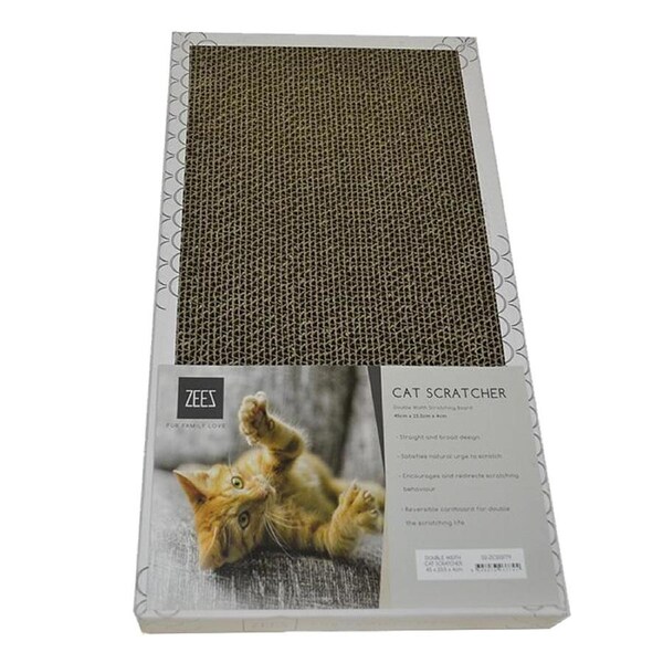 Zeez Double Width Cardboard Cat Scratcher White 45 x 23.5 x 4cm
