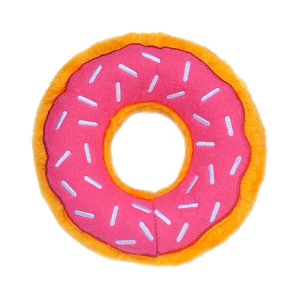 Zippy Paws Donutz Strawberry Plush Dog Squeaker Toy 17.5cm x 5cm