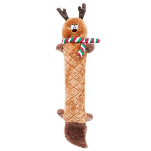 Zippy Paws Holiday Jiggerz Reindeer No Stuffing Dog Squeaker Toy 53 x 13cm