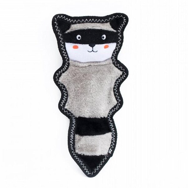 Zippy Paws Z-Stitch Skinny Peltz Raccoon Plush Dog Toy 31.5 x 15cm