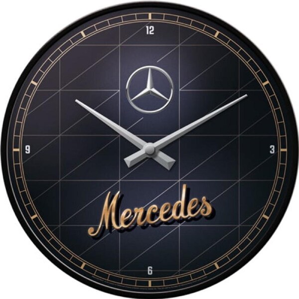 Mercedes Benz Silver and Gold Old School Retro Wall Clock Man Cave