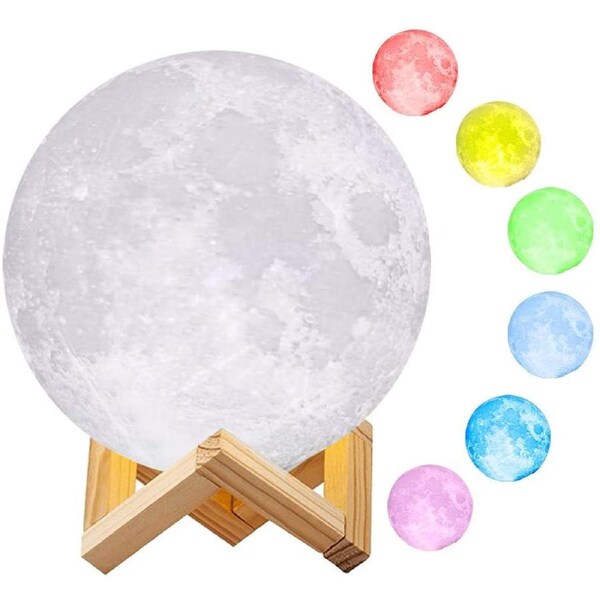 Moon Lamp Night Light 3D Printed Large Lunar Lamp with Stand USB Cable