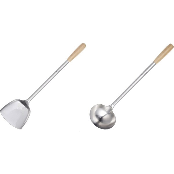 Chef Inox Stainless Steel Wok Set - Spatula & Ladle