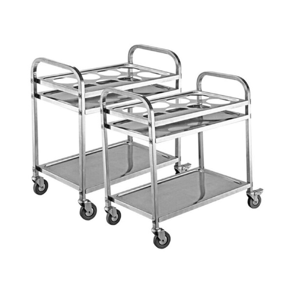 SOGA 2X 2 Tier Stainless Steel 8 Compartment Seasoning Trolley