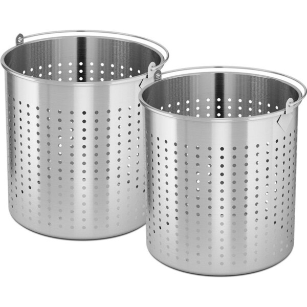 SOGA 2X 98L 18/10 Stainless Steel Perforated Stockpot Basket Pasta Strainer with Handle