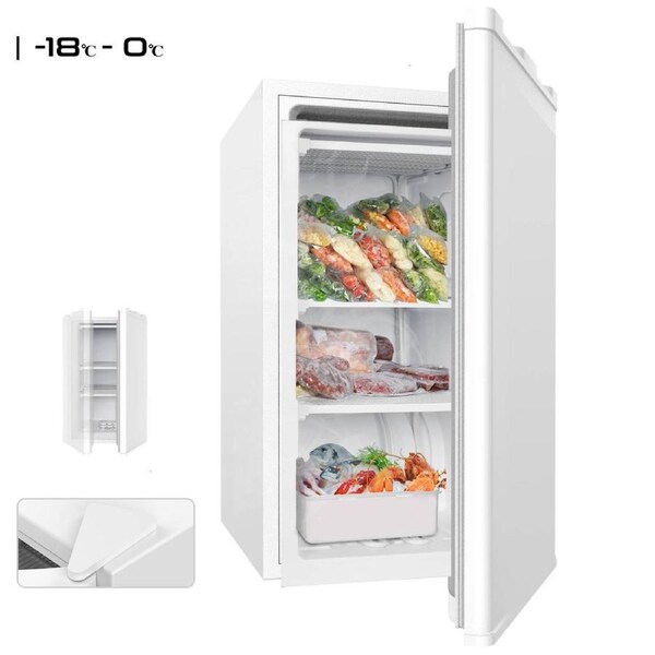 Advwin 88L Mini Freezer Small Refrigerator Wine Cooler, Home Office Bar Refrigerator White