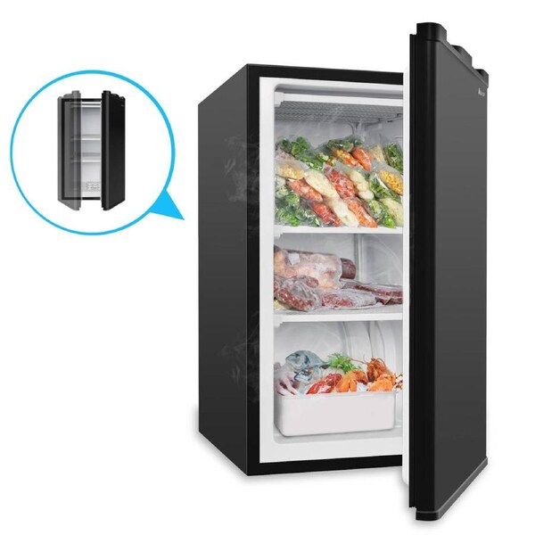 Advwin 88L Mini Freezer Small Refrigerator Wine Cooler, Home Office Bar Refrigerator Black