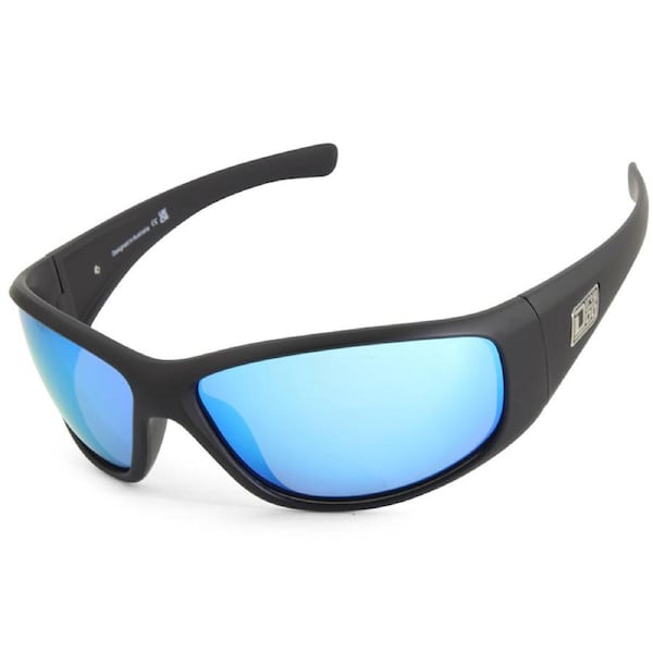 Dirty Dog Wolf Matte Black/Ice Blue Mirror Polarised Men's Sunglasses