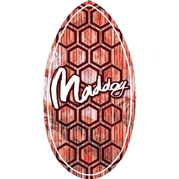 Maddog Wedge Plywood Skim Board 41" Inch Orange Hex Honeycomb Pattern
