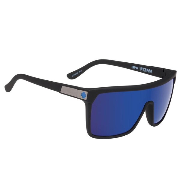 Spy Flynn Soft Matte Black Dark Blue Spectra Unisex Shield Sunglasses
