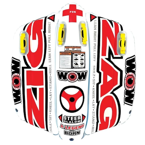 WOW Zig Zag Flex Wing Steerable 1-2 Person Inflatable Ski Tube Biscuit