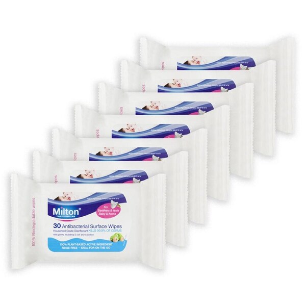 210pc Milton Biodegradable Plant-Based Surface/All Purpose Cleaning Wipes Cloths