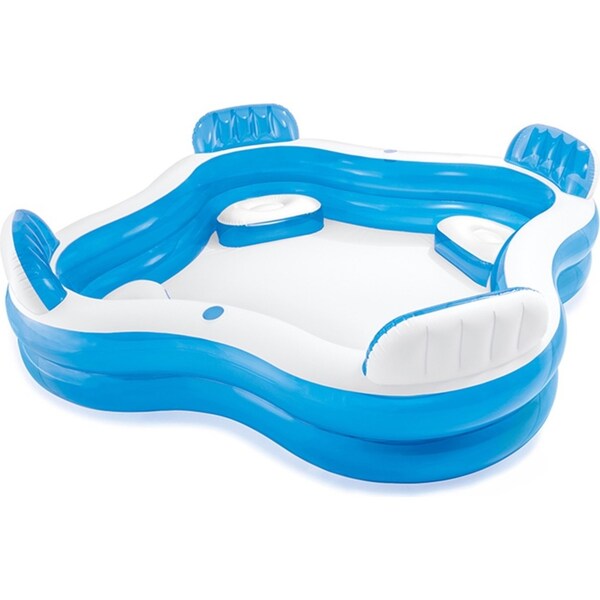 Intex Swim Centre 228cm Family Lounge Inflatable Pool w/ Seats/Drink Holders BL