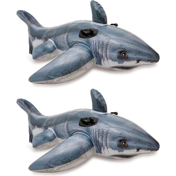2x Intex 172cm Great White Shark Ride On Kids 3y+ Child Inflatable Swimming Toy