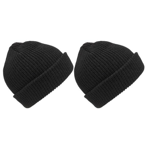 2x 3Peaks Bogong Beanie Kids Knitted 100% Wool 3m Thinsulate Lining Hat Black
