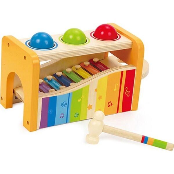 6pc Hape Pound/Tap Bench Musical Keyboard/Xylophone Kids/Baby Wooden Toy 12m+