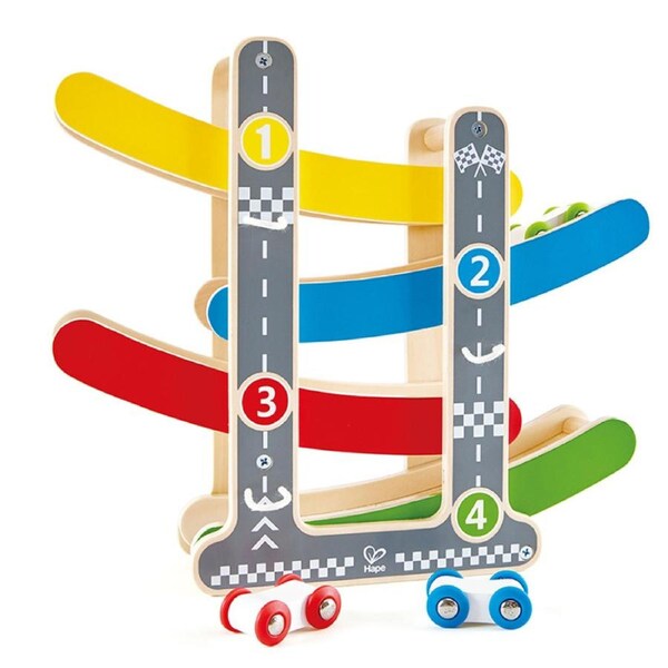 4pc Hape Fast Flip Wooden Racetrack Toddler 18m+ Racing/Race Track Game Play Toy