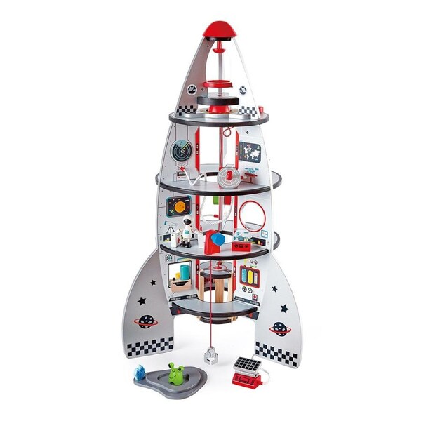 20pc Hape 74cm Four Stage Rocket Ship Kids/Toddler Vehicle Wooden Toy 3y+
