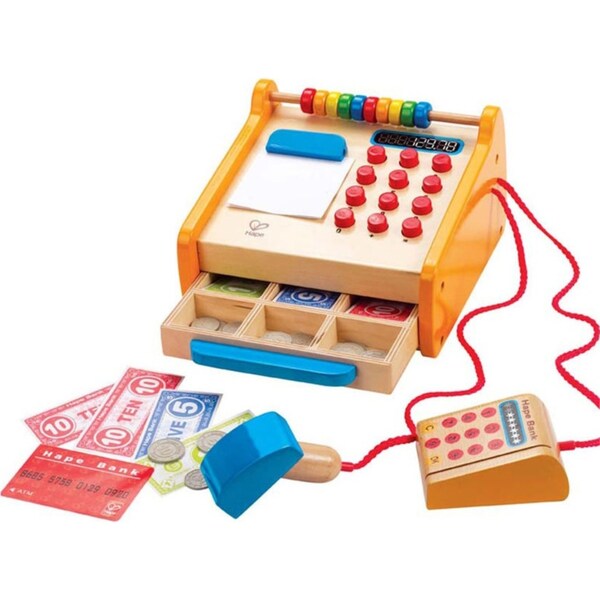 37pc Hape Checkout Register Cashier/Counter Shop Pretend Wooden Toy Kids/ 3y+
