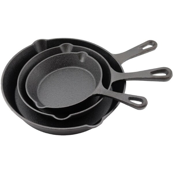 WildTrak 3 Piece Cast Iron Frying Pan Set with Carry Bag - CA1110