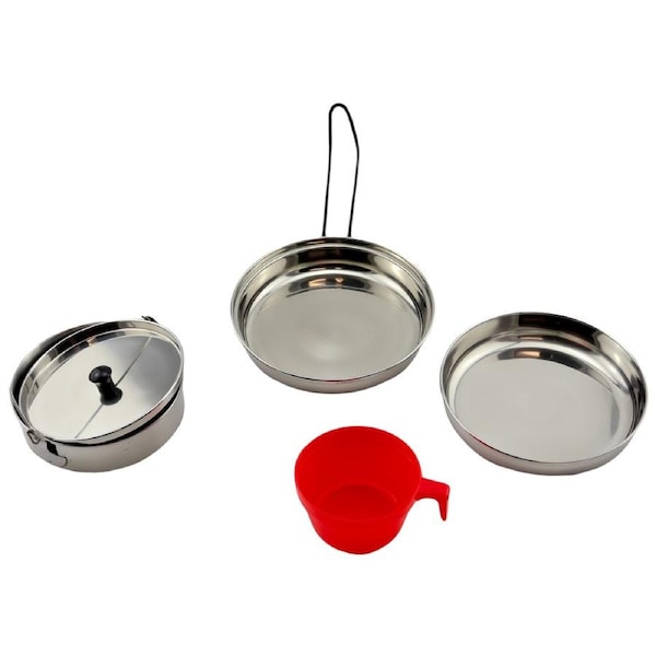 WildTrak 4 Piece Stainless Steel Mess Kit for 1 Person - CA1216