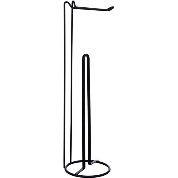Boxsweden 54cm Wire Toilet/Tissue Roll Dispenser Stand Holder Organiser Black