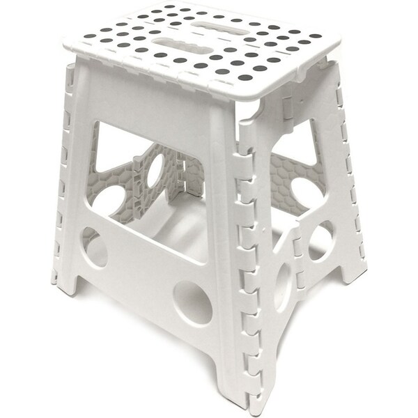 39cm White Plastic Folding Step Stool Portable Chair Flat Indoor/Outdoor Home