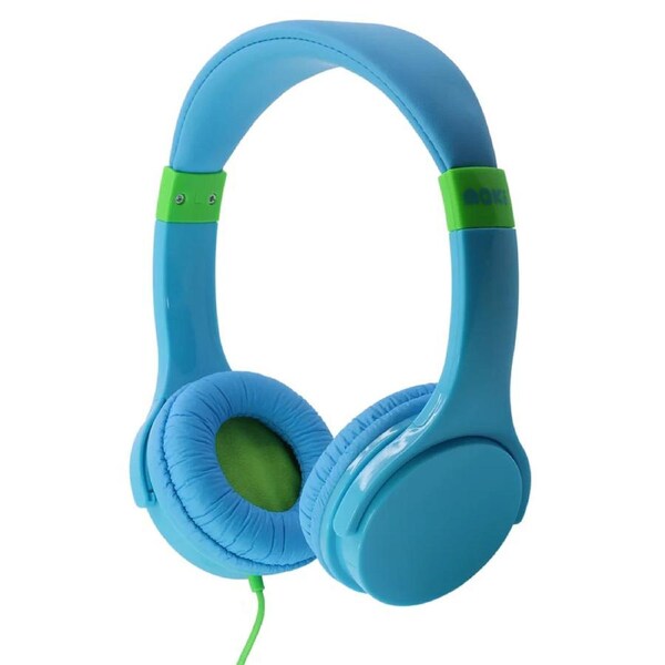 Moki Lil Kids Headphones On Ear Headband Volume Limited w/3.5mm Jack Blue 3y+