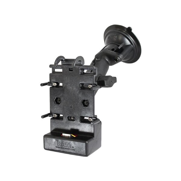 RAP-B-166-CO5PU :: RAM Composite Twist-Lock Suction Cup Mount With Powered Cradle For HP iPaq