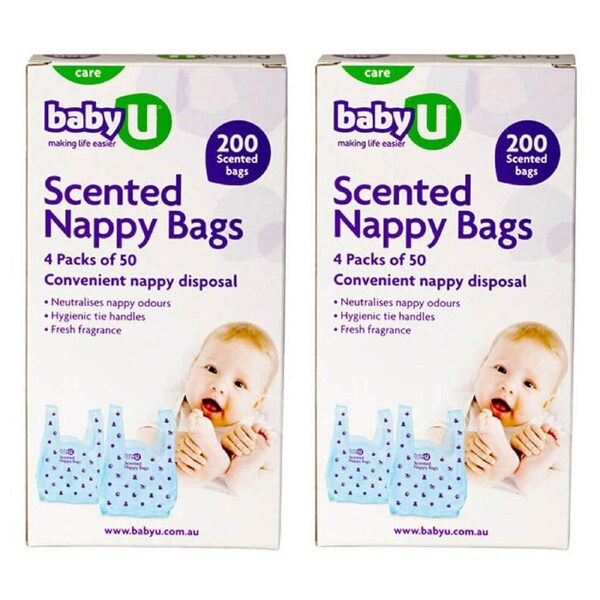 2x 200pc Baby U Scented Nursery Disposable Nappy Bags Diaper Disposal Storage