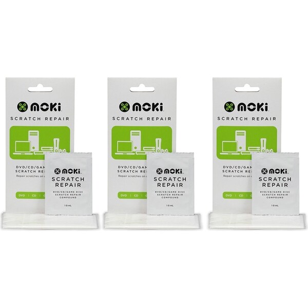 3x Moki DVD/CD Game Disc Scratch Repair Kit with 10ml Compound Polish