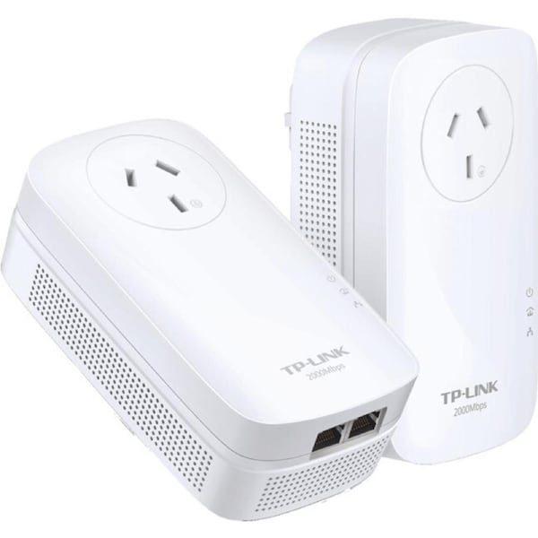 TP Link AV2000 2-Port Gigabit Passthrough Powerline Starter Adapter Kit White