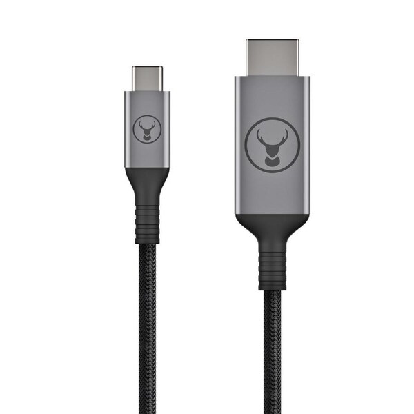 Bonelk 2.5M Gold Plated Braided Nylon USB-C to Standard HDMI Cable Grey