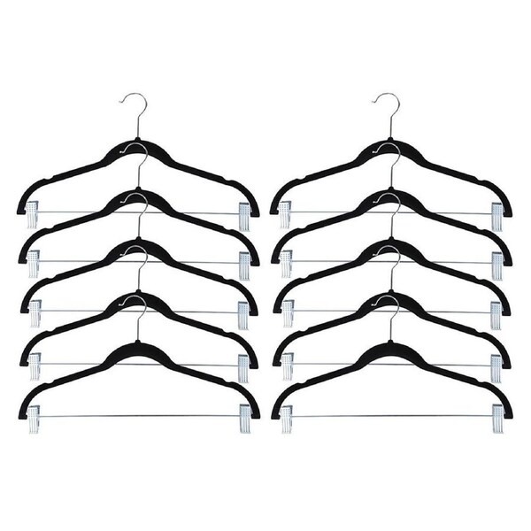 10pc Boxsweden Velvet Clothes/Pants/Trousers Hanging Hanger w/ Chrome Bar/Clips