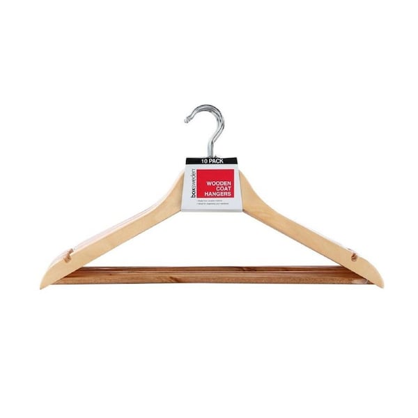 10pc Boxsweden 44.5cm Wooden Hanger/Wardrobe Organiser for Dress/Clothes/Shirt