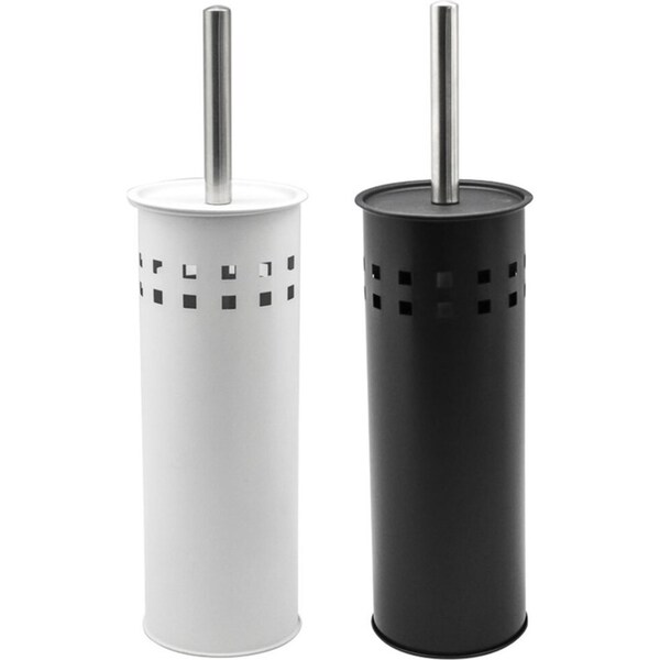 2PK Boxsweden Bathroom Cleaning Stainless Steel Toilet Brush w/ Holder Set Asst