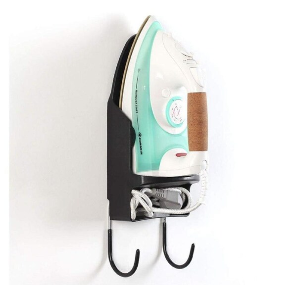 Dolphy Durable Heat-Resistant PBT Wall Mounted Iron and Board Holder - 31.5x13.5x10.5 cm, Black - Space-Saving Laundry Organiser