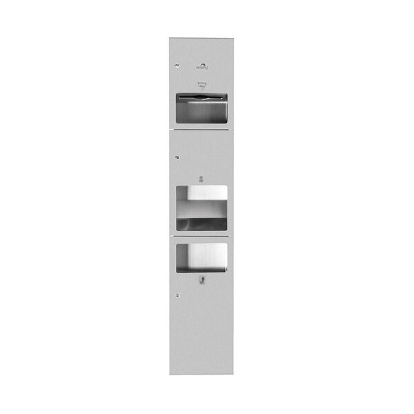 Dolphy Automatic 3-in-1 Washroom Recessed Panel - Stainless Steel, Silver, Touch-Free Dispenser, Hand Dryer & Waste Bin