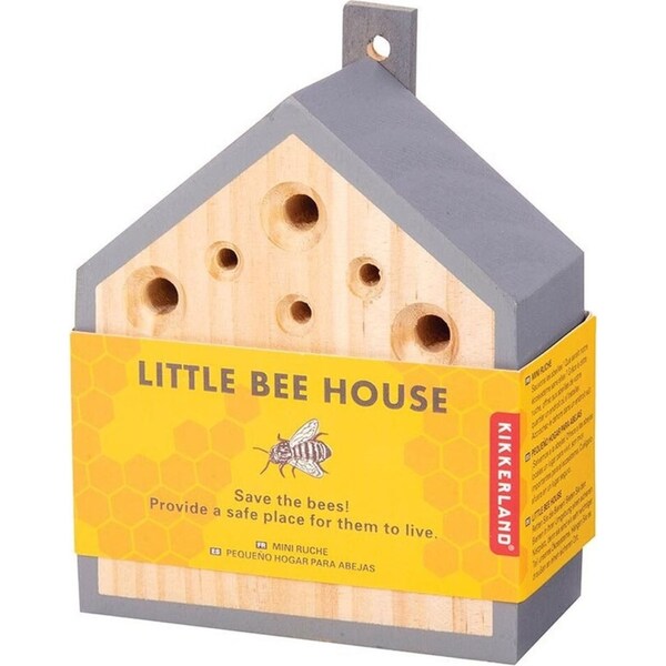 Kikkerland Pinewood Little Bee House Outdoor Habitat Bees Shelter Grey/Brown